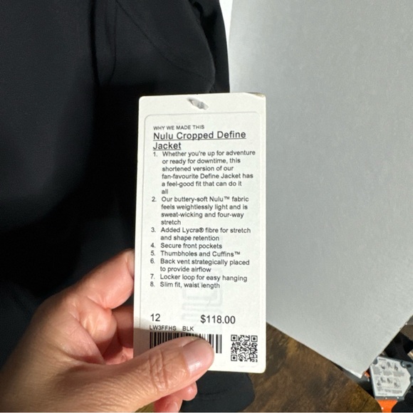 Lululemon Nulu Cropped Define Jacket Black   Size 12 New With Tags Back Vent - Picture 3 of 7